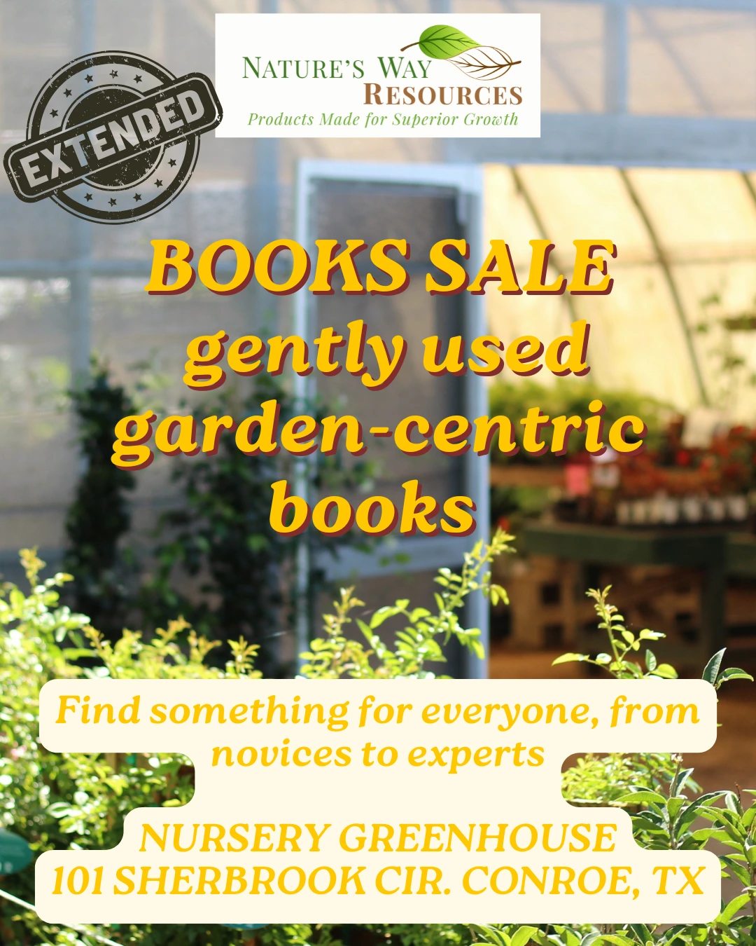 Used garden books sale announcement