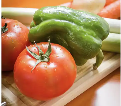 Fresh tomatoes and green bell pepper